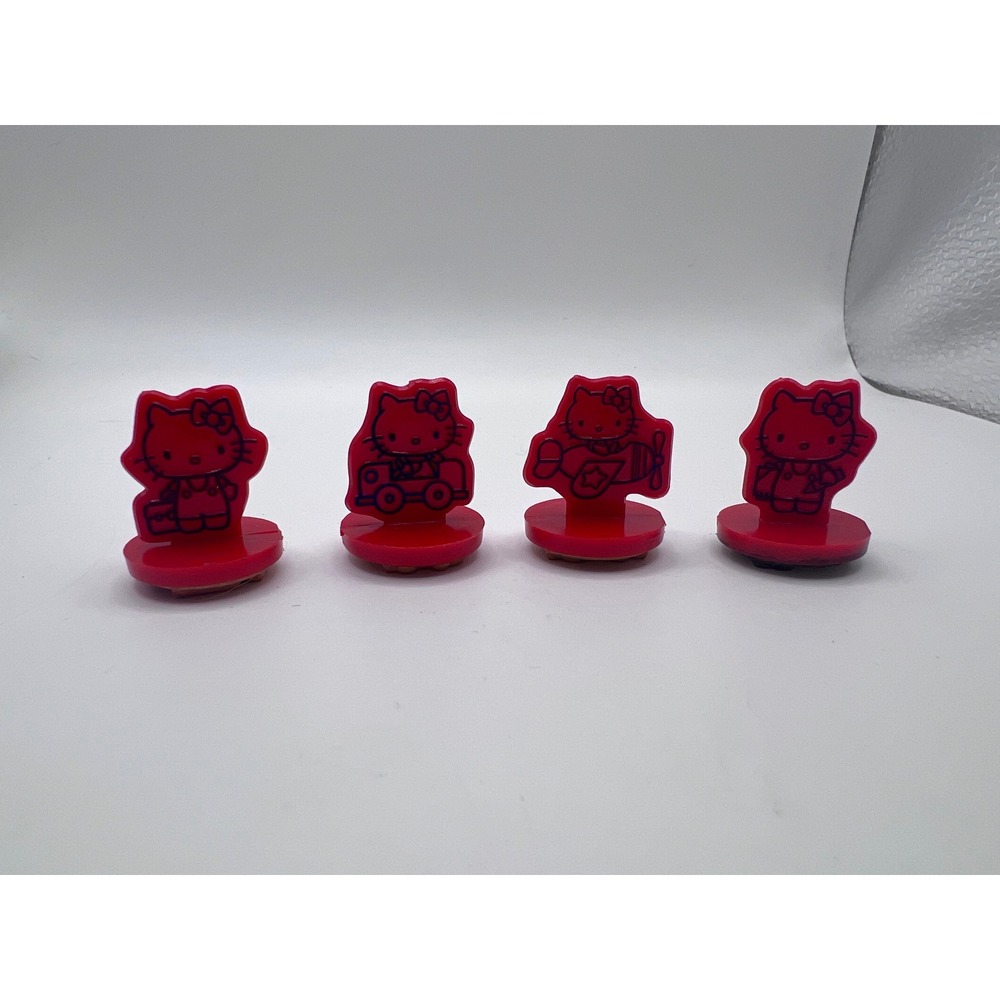 Vintage Sanrio 1976 Hello Kitty Red Plastic Stationary Mini Stamps USED Cute Art